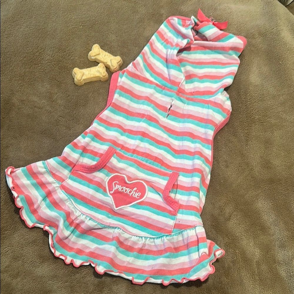 Striped Pink and White Dog Dress